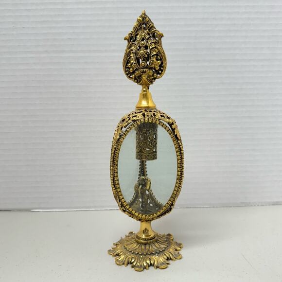 Vintage Stylebuilt NY Gold Filigree Perfume Ormolu Rose Cherub Vanity Decor - Picture 1 of 12